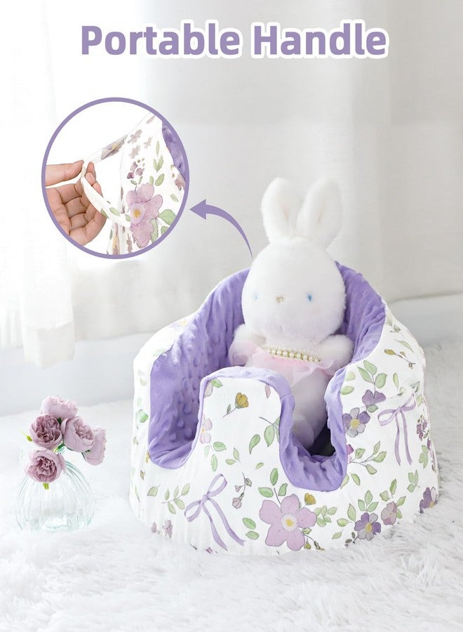 SWESEN Seat Cover Compatible with Bumbo and Nuby Seat, Ultra Soft Minky Bumbo Floor Seat Cover, Removable Cover for Baby Seat, Easy to Install & Remove, Seat Not Included (Purple Floral) - Image 5